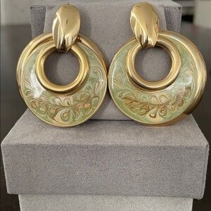 Articulated Enamel Gold Tone Earrings
